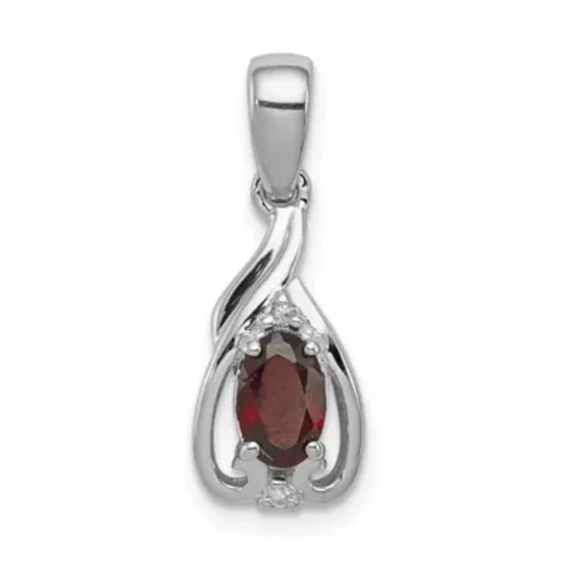 3/8 ct. t.w. Citrine and 0.01 ct. t.w. Diamond Oval Pendant in Rhodium-plated Sterling Silver