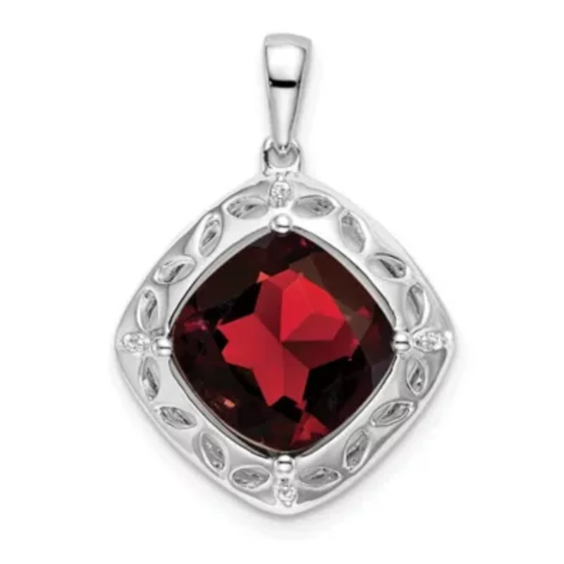 4.26 ct. t.w. Garnet and 0.02 ct. t.w. Diamond Pendant in Sterling Silver