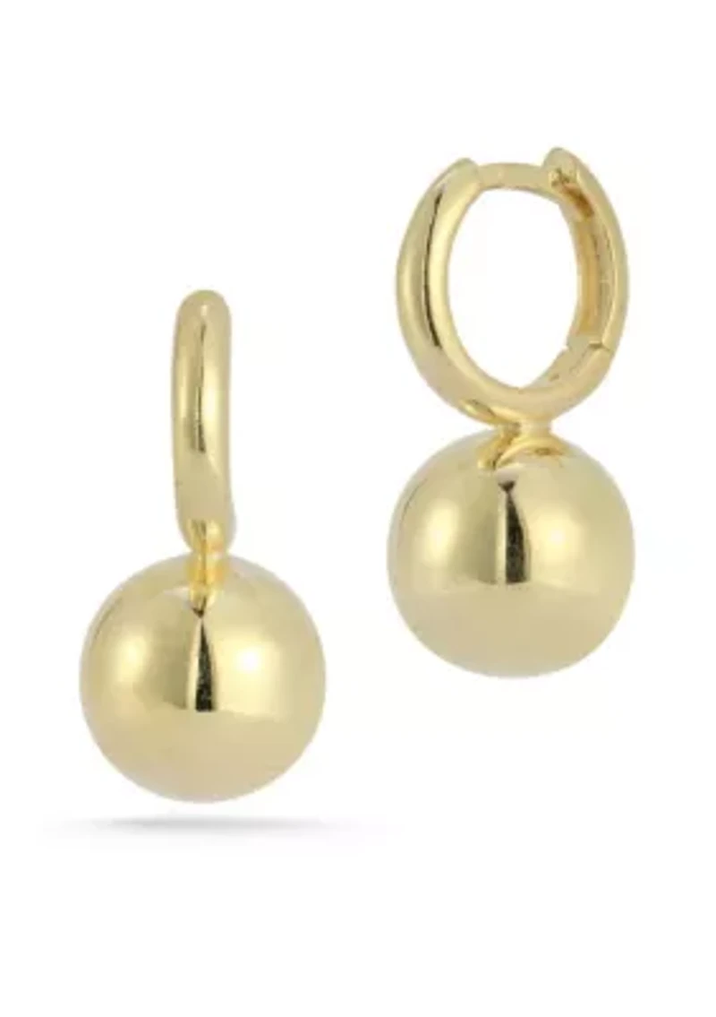 Sterling Silver Ball Station Huggie Hoop Earrings