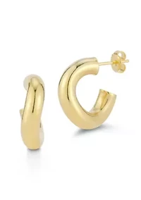 Sterling Silver Small Wave Tube Hoop Earrings