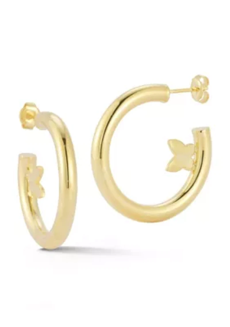 Sterling Silver Butterfly Hoop Earrings