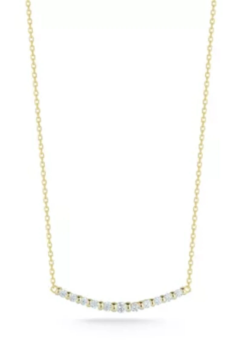 Sterling Silver Cubic Zirconia Curved Bar Necklace