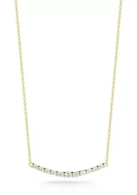 Sterling Silver Cubic Zirconia Curved Bar Necklace