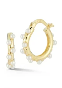 Sterling Silver Pearl Hoop Earrings