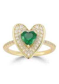 Sterling Silver Cubic Zirconia Concave Heart Ring