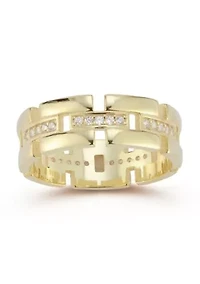 Sterling Silver Cubic Zirconia Link Band Ring