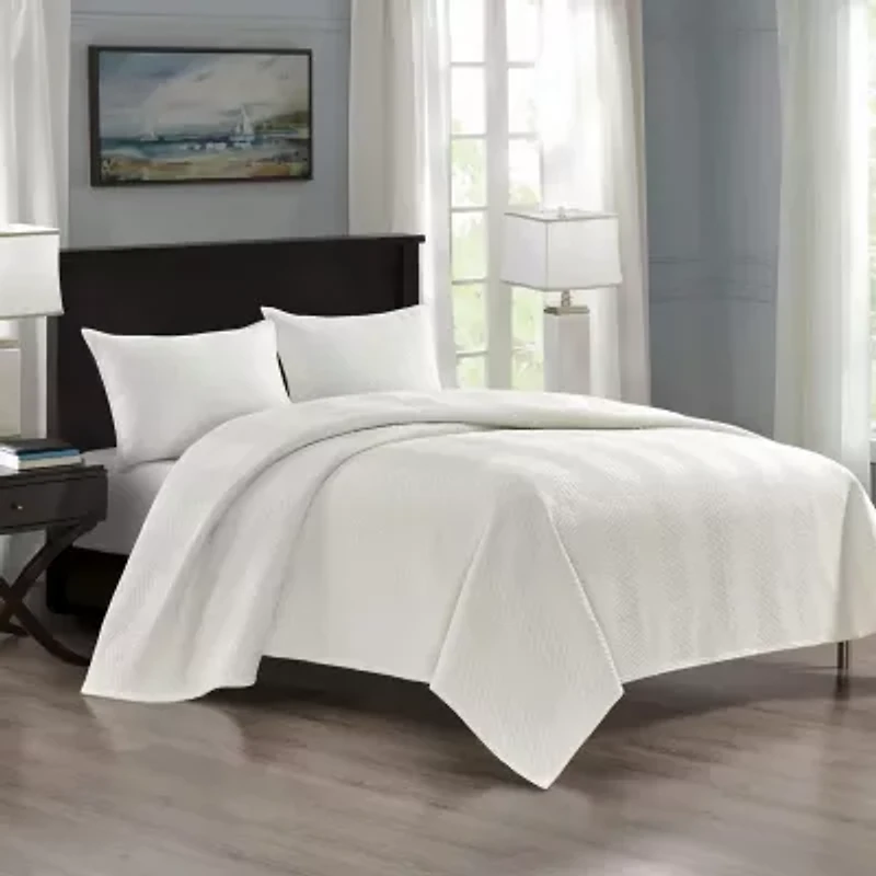 Pointehaven Luxury Chevron Velvet Quilt Set