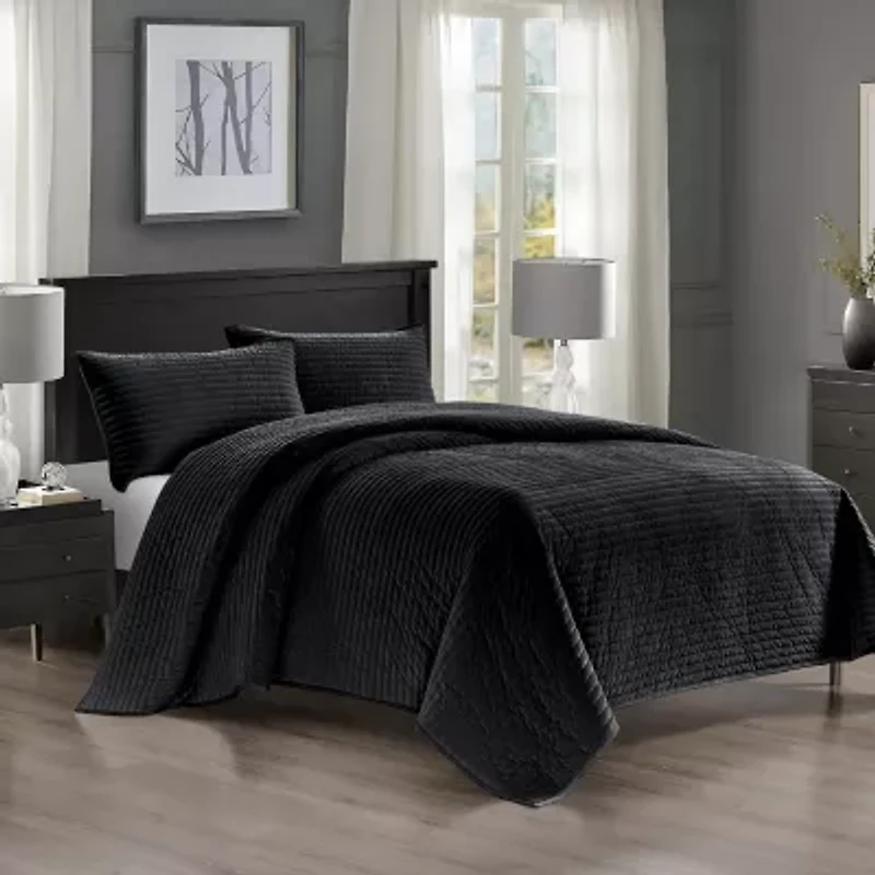 Pointehaven Luxury Channel Velvet Quilt Set
