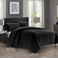 Pointehaven Luxury Channel Velvet Quilt Set