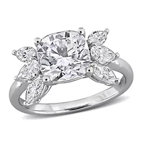 Lab Created White Moissanite Ring Sterling Silver