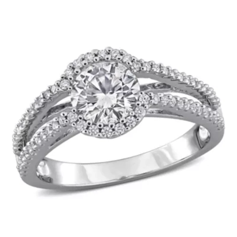 Lab Created White Moissanite Ring Sterling Silver