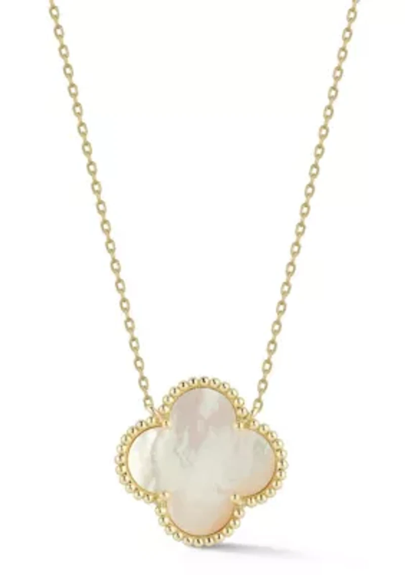 Sterling Silver Mother of Pearl Clover Pendant Necklace