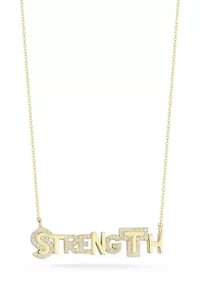 Sterling Silver Cubic Zirconia "Strength" Pendant Necklace