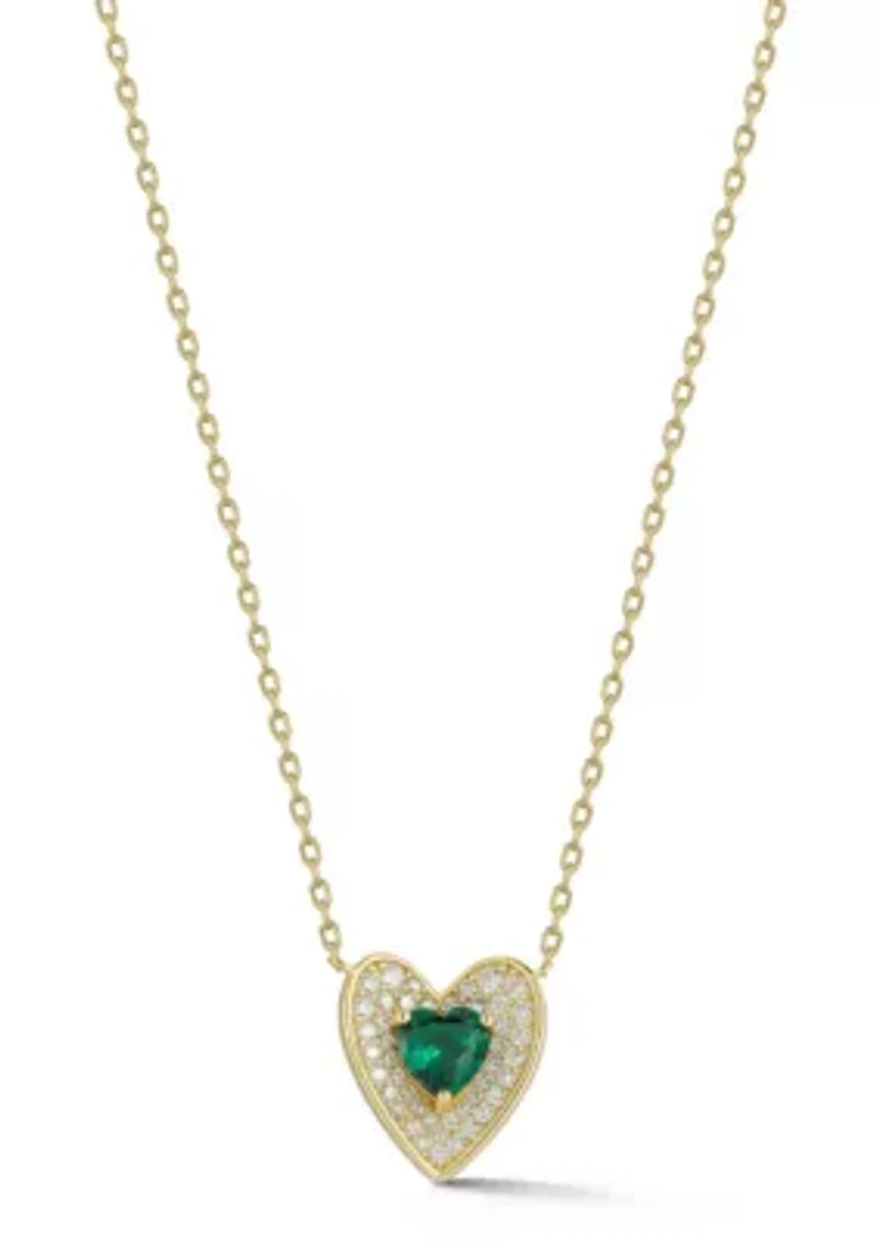 Sterling Silver Cubic Zirconia Heart Halo Pendant Necklace
