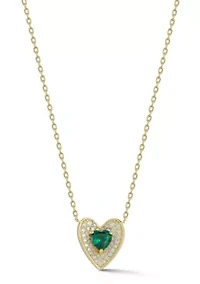 Sterling Silver Cubic Zirconia Heart Halo Pendant Necklace