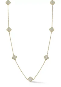 Sterling Silver Mother of Pearl Clover Station Necklace