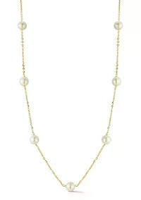 Sterling Silver 6mm Pearl Station Necklace