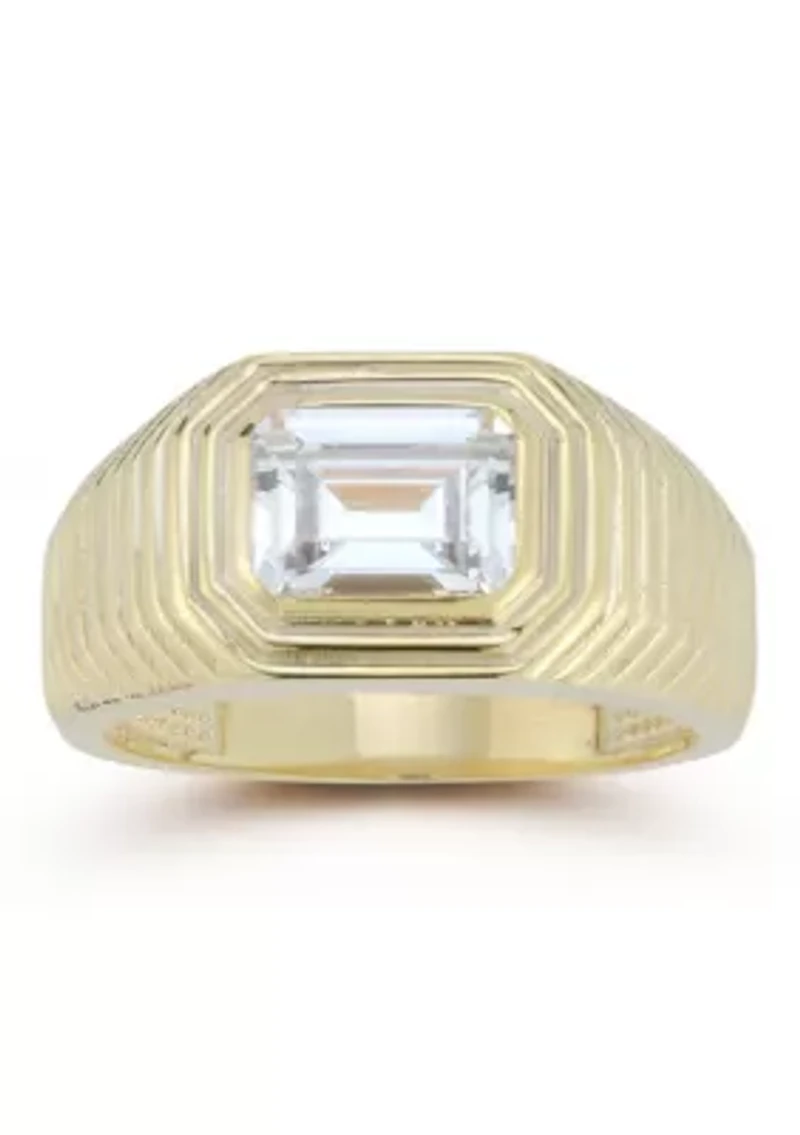 Sterling Silver Cubic Zirconia Emerald Cut Signet Ring