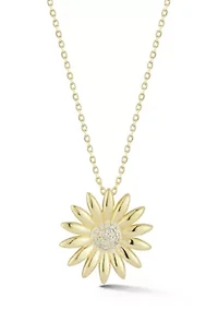 Sterling Silver Cubic Zirconia Daisy Pendant Necklace