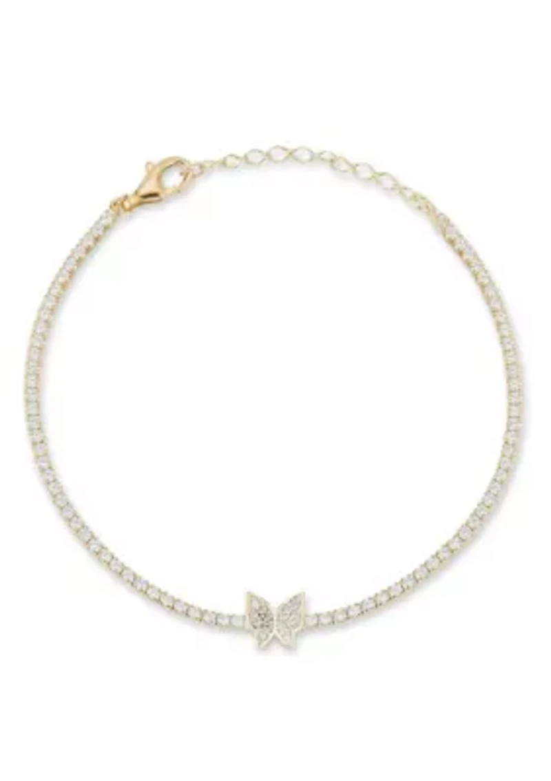 Sterling Silver Cubic Zirconia Butterfly Tennis Bracelet