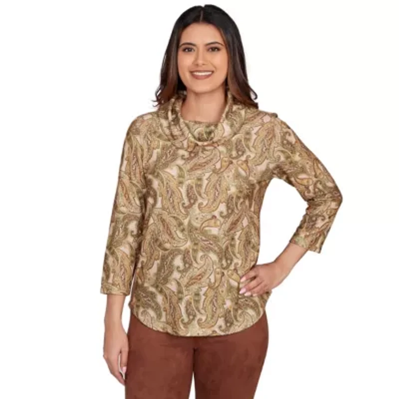 PRINTED HATCHI COWL NECK TOP