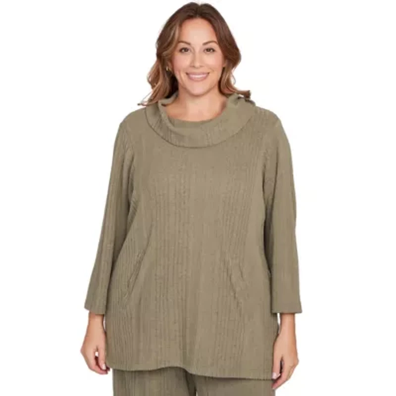 SOLID TEXTURE HATCHI COWL NECK TUNIC