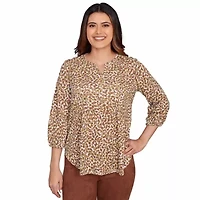 PRINTED 3/4 SLEEVE PEASANT TOP