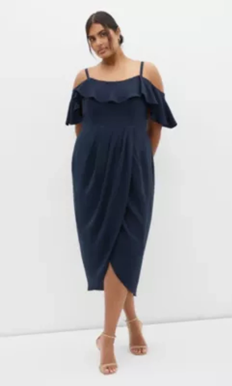 Flirtation Drape Midi Dress