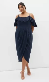 Flirtation Drape Midi Dress