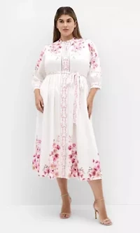 Annabelle Button Closure Midi Dress