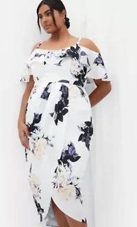 Floral Drape Midi Dress