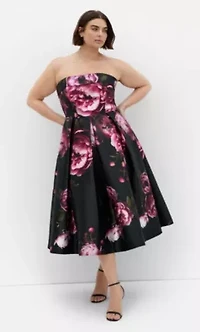 Tiffany Bloom Strapless Midi Dress