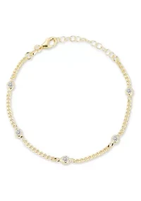 Sterling Silver Cubic Zirconia Curb Chain Bracelet