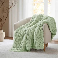 Ruched Fur Faux Throw