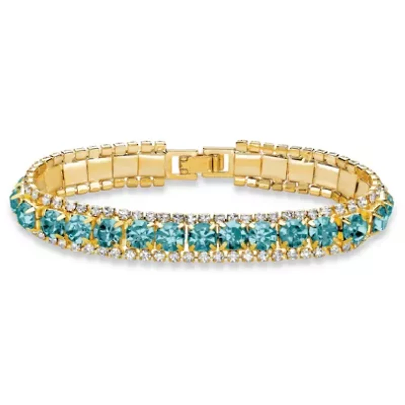 Goldtone Birthstone and Crystal Bracelet 7"