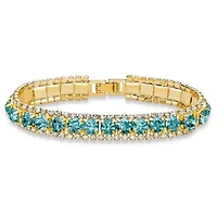 Goldtone Birthstone and Crystal Bracelet 7"