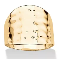 14k Yellow Gold-Plated Hammered Style Cigar Band Ring