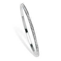 Birthstone Silvertone Eternity Bangle Bracelet