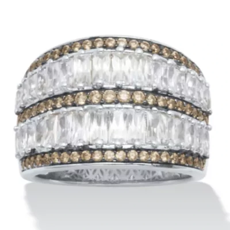 3.5 TCW Antiqued Dome Two-Tone Cubic Zirconia Cocktail Ring
