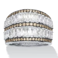 3.5 TCW Antiqued Dome Two-Tone Cubic Zirconia Cocktail Ring
