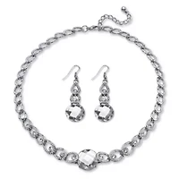 Simulated Birthstone Silvertone Jewelry Set