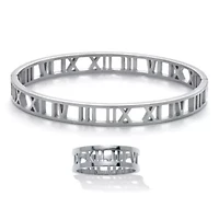 Roman Numeral Stainless Steel Bracelet and Ring Set
