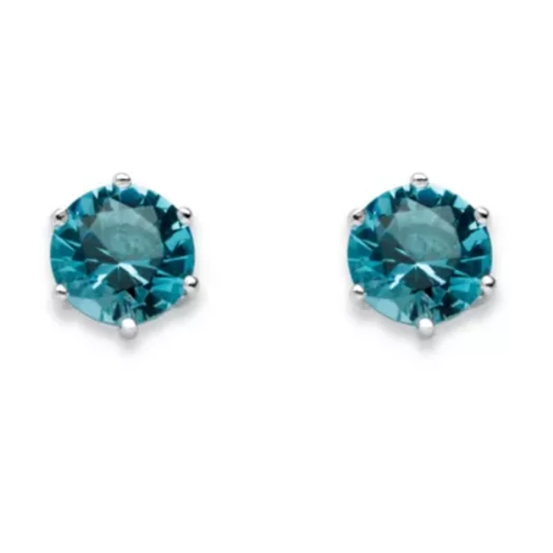 Birthstone .925 Sterling Silver Stud Earrings