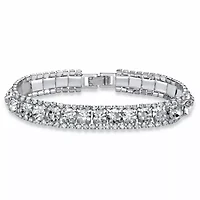 Birthstone Silvertone Tennis Bracelet 7"