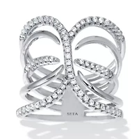 .18 TCW Cubic Zirconia Double Interlace Silvertone Ring