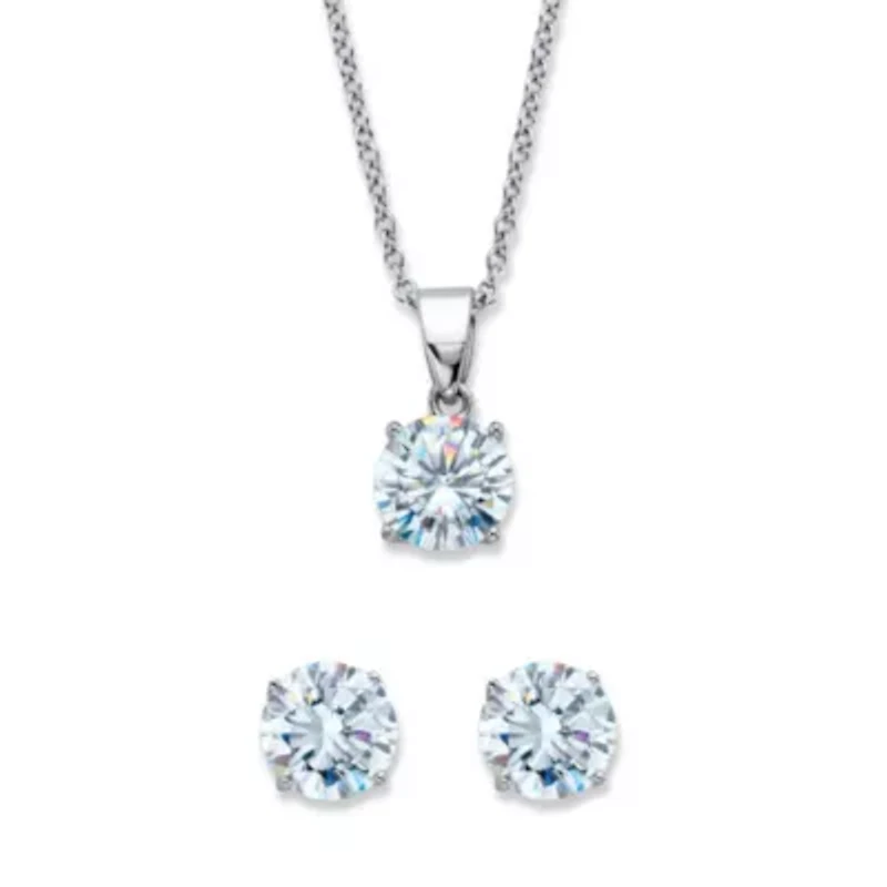 Round Birthstone Platinum/Silver Solitaire Set