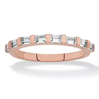 .80 Cttw. Rose Gold-Plated Baguette-Cut Cubic Zirconia Channel-Set Stack Ring