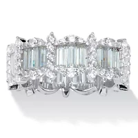 3.53 TCW Baguette Cubic Zirconia Silvertone Eternity Ring