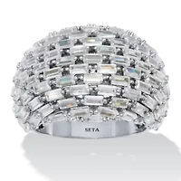 6.06 TCW Cubic Zirconia Silvertone Dome Ring
