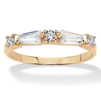 .56 Cttw. Yellow Gold-Plated Round and Baguette Cubic Zirconia Band